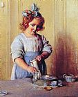 Washing Dishes Emily and Her Tea Set by Charles Courtney Curran